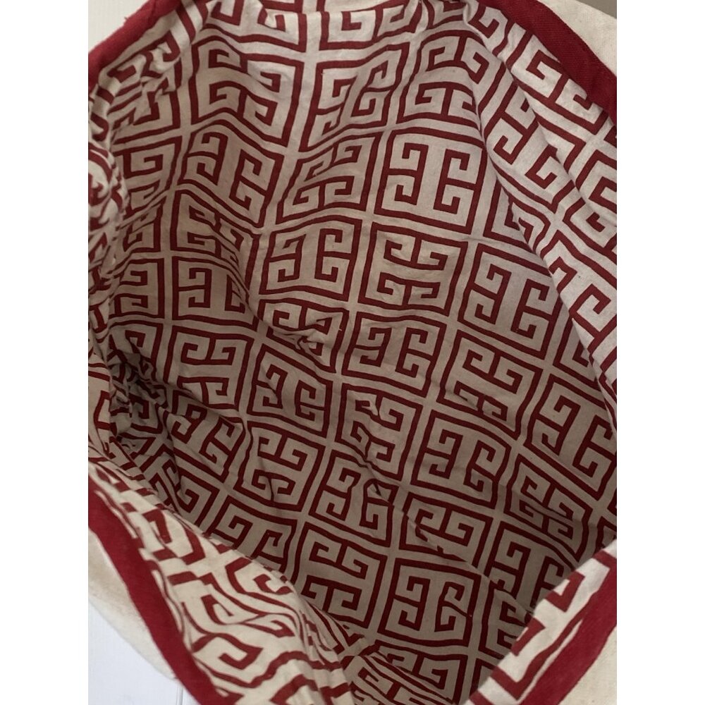 Nantucket Distributing Tote Bag - Initial P - Beach, Pool Theme - Red & Cream - Picture 7 of 8